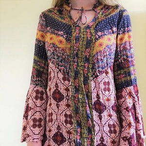 Bohemian Printed Mini Dress